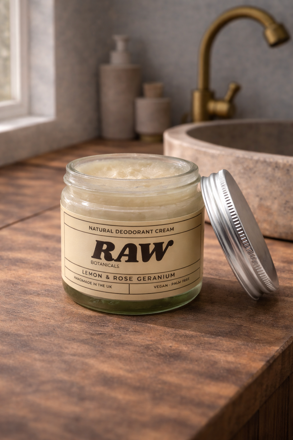 RAW Botanicals Natural Deodorant Cream – Lemon & Rose Geranium